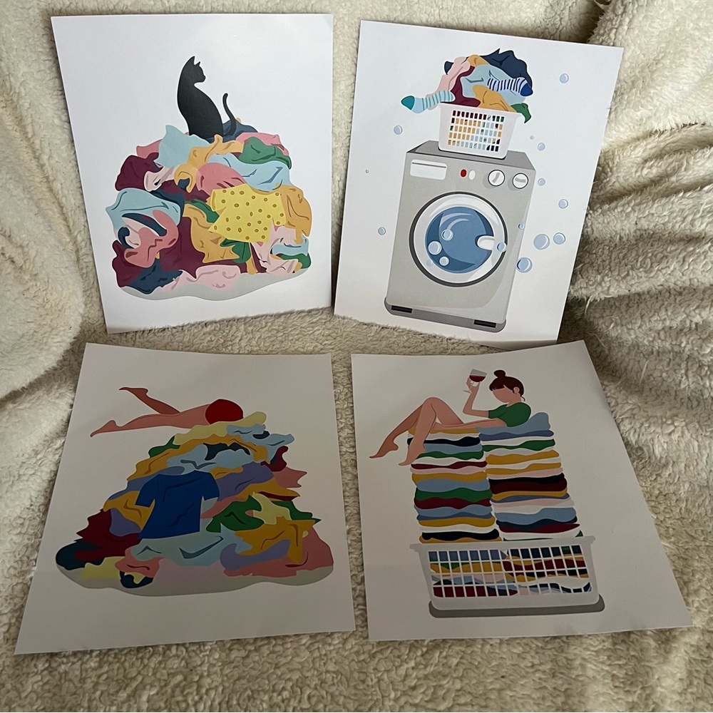 Laundry Room Set of 4 Prints - 8” x 10”